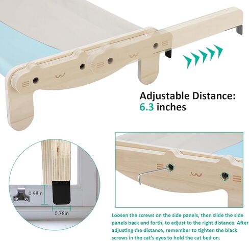 أرجوحة قطط من دريكرودا لنافذة نافذة القط، أرجوحة نافذة للقطط قابلة للتعديل للقطط بالداخل، سرير للقطط معلق، مقعد نافذة للقطط، رف للقطط للجدار، مستلزمات القطط للقطط الداخلية in Kuwait