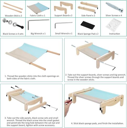 أرجوحة قطط من دريكرودا لنافذة نافذة القط، أرجوحة نافذة للقطط قابلة للتعديل للقطط بالداخل، سرير للقطط معلق، مقعد نافذة للقطط، رف للقطط للجدار، مستلزمات القطط للقطط الداخلية in Kuwait