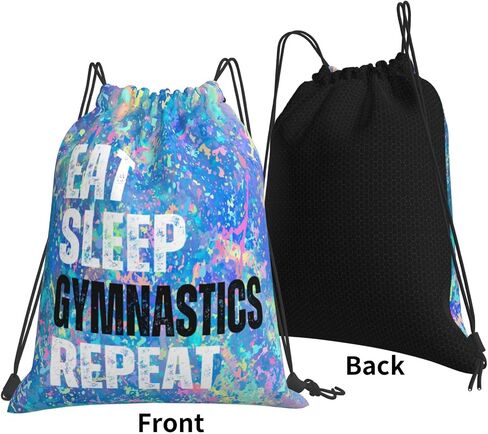 Qiohoey Eat Sleep Gymnastics Repeat Drawstring Backpack Gym String Bag Sports Drawstring Sackpack For Women Men in Saudi Arabia