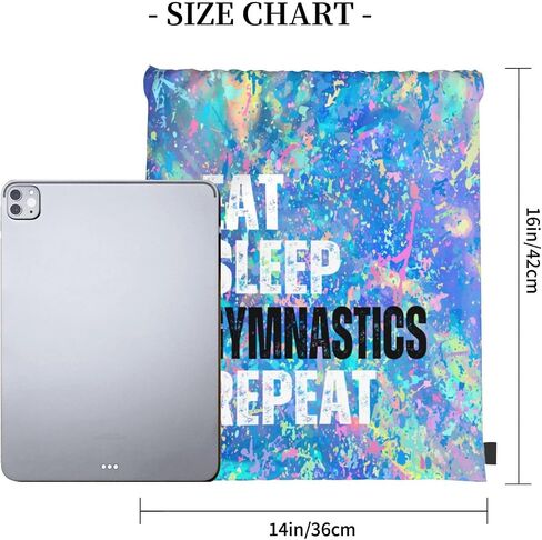 Qiohoey Eat Sleep Gymnastics Repeat Drawstring Backpack Gym String Bag Sports Drawstring Sackpack For Women Men in Saudi Arabia
