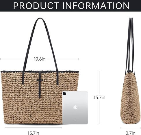 Kiss Sea Extra Large Straw Beach Bag The Tote Bag for Women Beach Purse Shoulder Crochet Straw Clutch Bags for Women Raffia Tote Bag Rattan Wicker Purse Big Woven Beach Bag Accessories for Vacation in Saudi Arabia