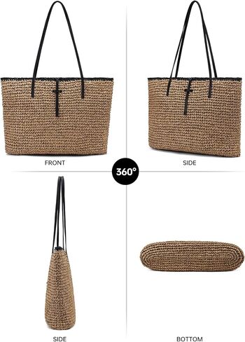 Kiss Sea Extra Large Straw Beach Bag The Tote Bag for Women Beach Purse Shoulder Crochet Straw Clutch Bags for Women Raffia Tote Bag Rattan Wicker Purse Big Woven Beach Bag Accessories for Vacation in Saudi Arabia