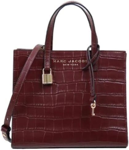 Marc Jacobs H037L01RE22 Mini Grind Syrah Maroon Purple With Gold Hardware Croc Embossed Leather Women's Mini Tote Bag in Saudi Arabia