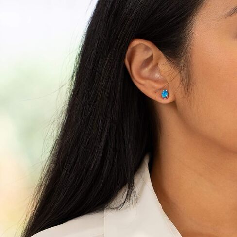 Peora 14K Yellow Gold Created Blue Opal Pendant and matching Earrings - Pear Shaped Created Blue Opal Diamond Pendant 0.55 Carat + Pear Shaped Created Blue Opal Stud Earrings 1 Carat in Saudi Arabia