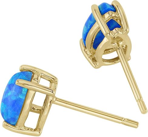 Peora 14K Yellow Gold Created Blue Opal Pendant and matching Earrings - Pear Shaped Created Blue Opal Diamond Pendant 0.55 Carat + Pear Shaped Created Blue Opal Stud Earrings 1 Carat in Saudi Arabia