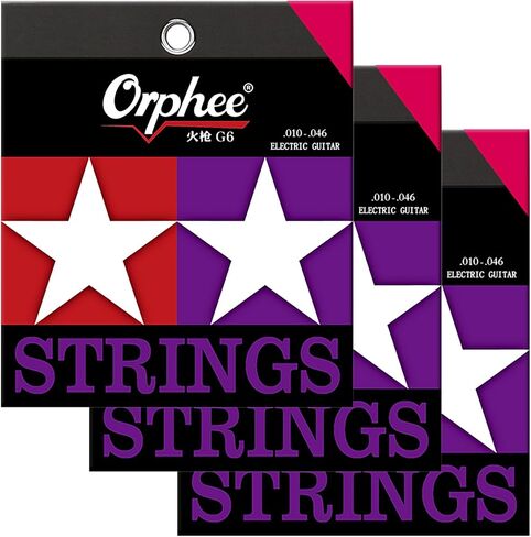 Rockhouse Guitar Strings, Coated Nickel Wound Electric Guitar Strings Light, 10-46 (RH-G6, 3-pack) in Saudi Arabia
