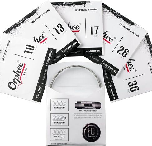 Rockhouse Guitar Strings, Coated Nickel Wound Electric Guitar Strings Light, 10-46 (RH-G6, 3-pack) in Saudi Arabia