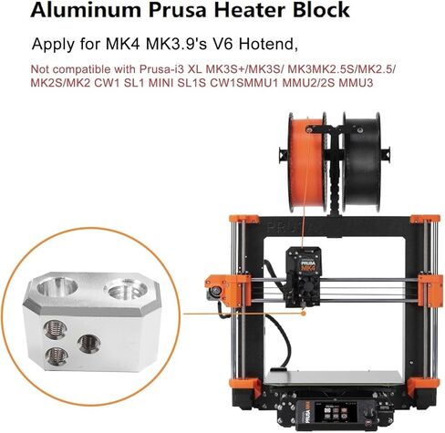 MK4 Prusa Heaterblock & Cover - Fit Origin Prusa i3 MK4 MK3.9 XL سلسلة كتلة التسخين، مجموعة بديلة لملحقات Pursa Hotend in Kuwait
