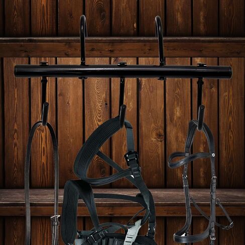 EATAKWARD 2 PCS Tack Rack with Swivel Hooks, 5 Hook Portable Bridle Rack for Horse, Tack Holder for Stall and Fence, Horse Tack Room Organizer for Stall Room Trailer Accessories (Black in Saudi Arabia