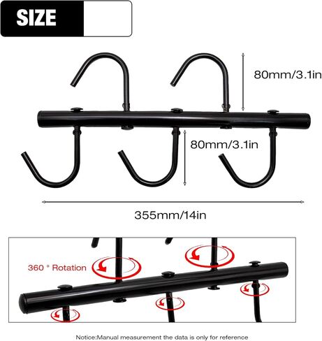 EATAKWARD 2 PCS Tack Rack with Swivel Hooks, 5 Hook Portable Bridle Rack for Horse, Tack Holder for Stall and Fence, Horse Tack Room Organizer for Stall Room Trailer Accessories (Black in Saudi Arabia