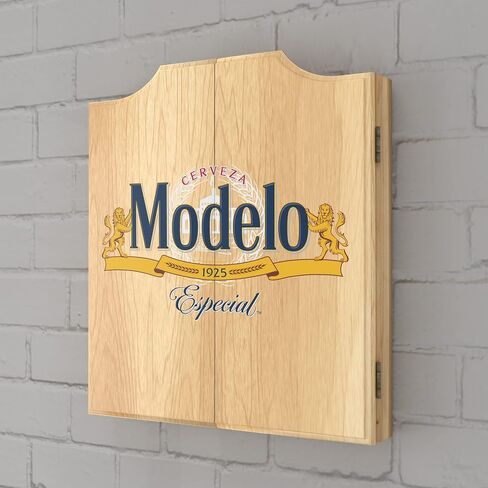 Dart Board Cabinet Set - Modelo Especial Dart Board with 6 Steel Tip Darts, Scoreboard, Hanging Wood Cupboard by Trademark Gameroom in Saudi Arabia