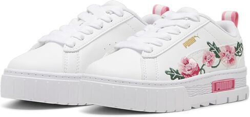 PUMA Mayze Embroidery (Little Kid) Puma White/Fast Pink/Vine 3 Little Kid M in Saudi Arabia