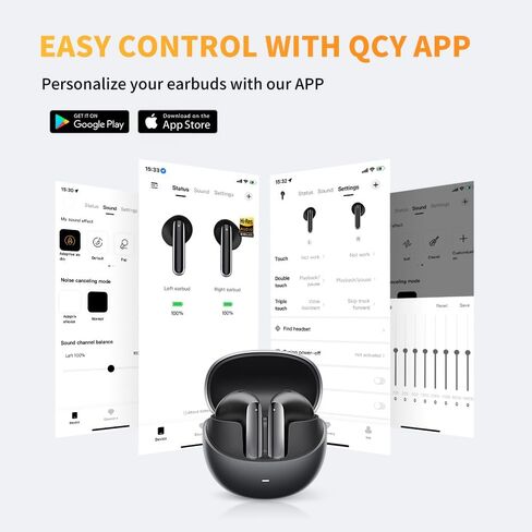 QCY AilyBuds PRO+ Adapive Active Noise Cancelling Wireless Earbuds, LDAC&Hi-Res Wireless Audio Ear Buds Built in 6 Mics Headphones, Multipoint Connection, IPX5 Waterproof, Bluetooth 5.3 Earphones in Saudi Arabia