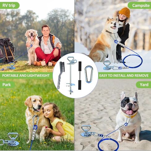 Dog Tie Out Stake 360°Swivel Dog Run Stake,Dog Runner for Yard,Use Any Dog Tie Out Cable or Yard Leash in Saudi Arabia