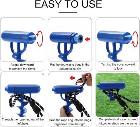 Dog Tie Out Cable Stakes Dog Reflective Leash and Stake for Outside Camping Yard Beach Lawn Dog Anchor to Holds Small /Medium/Large Dogs (BULE-5IN1) GZ-T-BU in Saudi Arabia