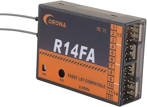 جهاز استقبال كورونا R14FA 2.4G جهاز استقبال FASST 14CH متوافق مع Futaba 10C 12FG 14SG 16SZ 18SZ إلخ. in Saudi Arabia