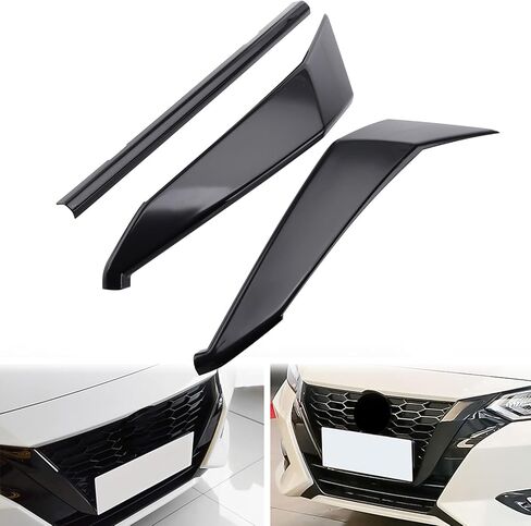 MotorFansClub Front Grill Frame Cover Trim Fit for Nissan Sentra 2020 2021 2022 3PCS Grille Trim Glossy Black in Saudi Arabia