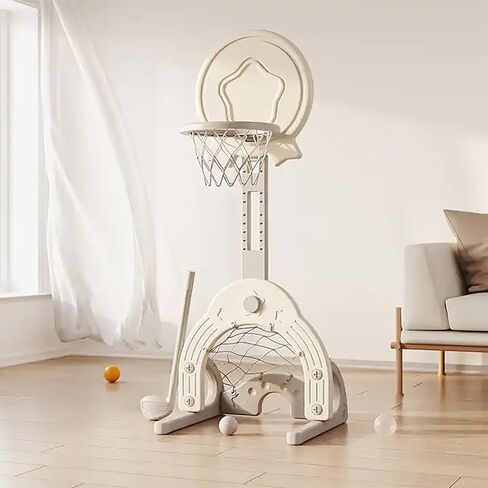 Kids Basketball Hoop, Toddler Sports Activity Center, Basketball Soccer Golf Game Set, Indoor Outdoor Basketball Hoop Set Adjustable Height Levels, Gift for Baby Toy for Baby & Toddlers (Grey) in Saudi Arabia