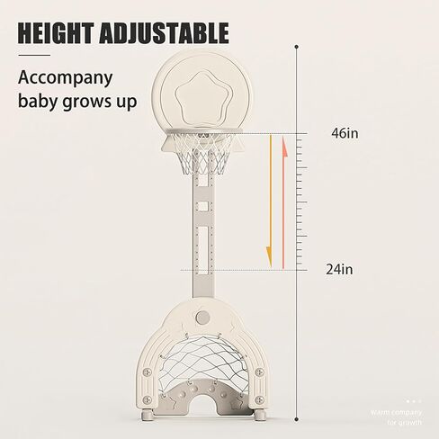 Kids Basketball Hoop, Toddler Sports Activity Center, Basketball Soccer Golf Game Set, Indoor Outdoor Basketball Hoop Set Adjustable Height Levels, Gift for Baby Toy for Baby & Toddlers (Grey) in Saudi Arabia