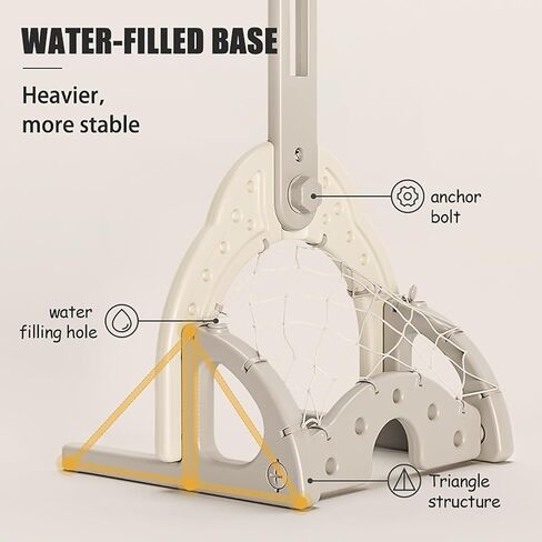 Kids Basketball Hoop, Toddler Sports Activity Center, Basketball Soccer Golf Game Set, Indoor Outdoor Basketball Hoop Set Adjustable Height Levels, Gift for Baby Toy for Baby & Toddlers (Grey) in Saudi Arabia