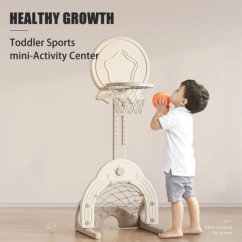 Kids Basketball Hoop, Toddler Sports Activity Center, Basketball Soccer Golf Game Set, Indoor Outdoor Basketball Hoop Set Adjustable Height Levels, Gift for Baby Toy for Baby & Toddlers (Grey) in Saudi Arabia