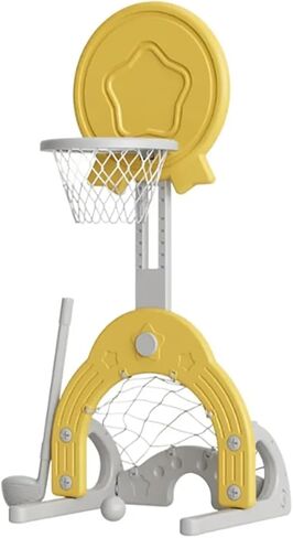 Kids Basketball Hoop, Toddler Sports Activity Center, Basketball Soccer Golf Game Set, Indoor Outdoor Basketball Hoop Set Adjustable Height Levels, Gift for Baby Toy for Baby & Toddlers (Grey) in Saudi Arabia