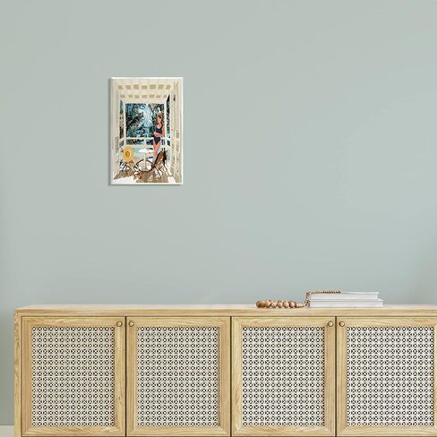 Stupell Industries Woman Coastal Beach Canopy Summer Ocean Scene Wood Wall Art، تصميم بواسطة أميليا نويز in Saudi Arabia