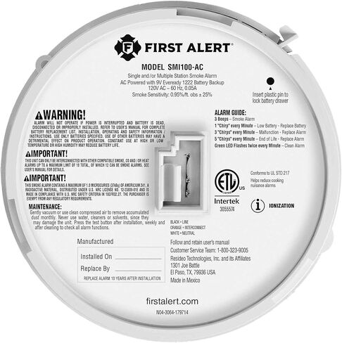 First Alert BRK SMI100-AC, Hardwire Interconnect Smoke Alarm with Battery Backup, 6-Pack in Kuwait