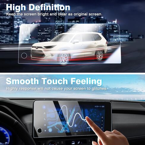 Karltys 2 Pack 12.3-Inch Screen Protector for 2024 Toyota Grand Highlander XLE/Limited/Platinum Accessories, 9H Hardness Touchscreen Tempered Glass, Car Radio Screen Cover Anti Fingerprint in Saudi Arabia
