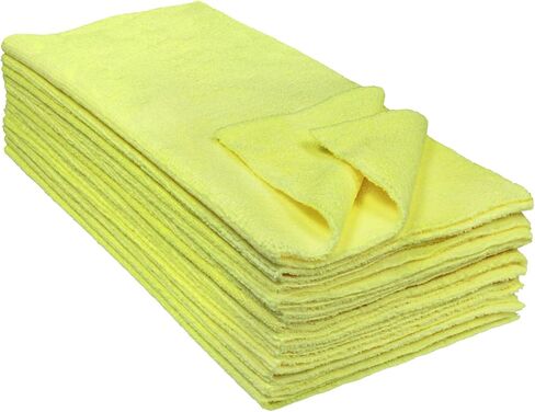 CleanAide® مناشف التنظيف المصنوعة من الألياف الدقيقة بالموجات فوق الصوتية مقاس 14 × 14 بوصة، 300 جرام لكل متر مربع، عبوة من 12 قطعة in Kuwait