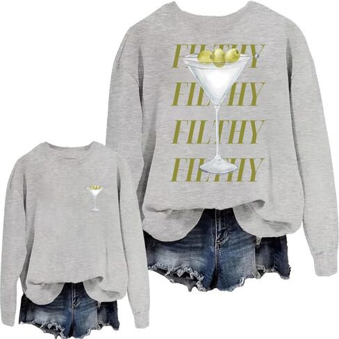سويت شيرت مارتيني قذر، قميص محب للشرب مارتيني مضحك للنساء هدايا I Like It Tini Time Shirts in Kuwait