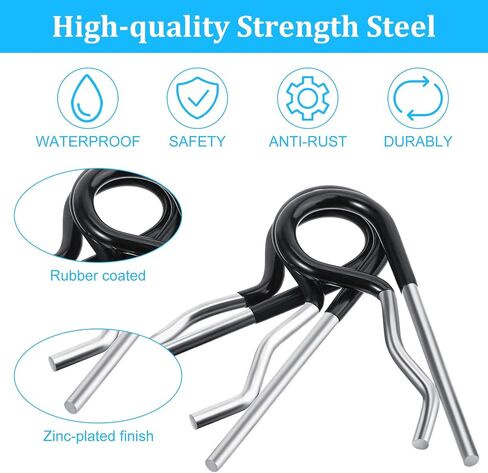 Ferraycle Tow Power Cotter Clip Zinc Plated Spring Steel Hairpin R Clips with Vinyl Coated Grip for Hitch Pin Systems Locking, 0.15 Inch Diameter and 3.35 Inches Long (Silver, Black, 50 Pieces) in Saudi Arabia