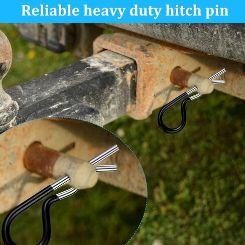 Ferraycle Tow Power Cotter Clip Zinc Plated Spring Steel Hairpin R Clips with Vinyl Coated Grip for Hitch Pin Systems Locking, 0.15 Inch Diameter and 3.35 Inches Long (Silver, Black, 50 Pieces) in Saudi Arabia