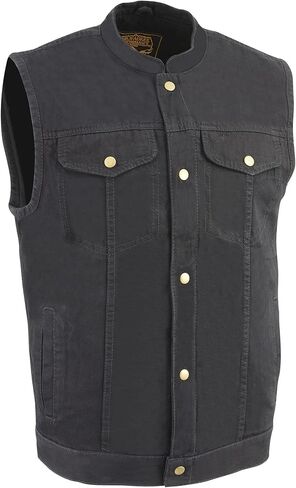 Milwaukee Leather Men's SOA Anarchy Black Denim Textile Motorcycle Vest - Gun Pocket Inside in Saudi Arabia
