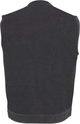 Milwaukee Leather Men's SOA Anarchy Black Denim Textile Motorcycle Vest - Gun Pocket Inside in Saudi Arabia
