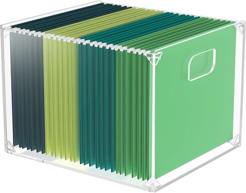 MaxGear Hanging File Organizer Box, Acrylic File Folder Organizer with Handles, Clear File Box Organizer for Letter Size/A4 Folder Holder, Acrylic Desktop File Box for Home Work Office in Saudi Arabia