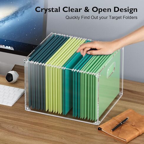 MaxGear Hanging File Organizer Box, Acrylic File Folder Organizer with Handles, Clear File Box Organizer for Letter Size/A4 Folder Holder, Acrylic Desktop File Box for Home Work Office in Saudi Arabia
