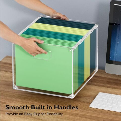 MaxGear Hanging File Organizer Box, Acrylic File Folder Organizer with Handles, Clear File Box Organizer for Letter Size/A4 Folder Holder, Acrylic Desktop File Box for Home Work Office in Saudi Arabia