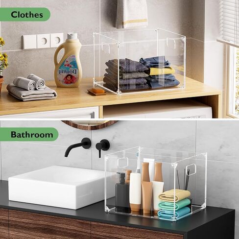 MaxGear Hanging File Organizer Box, Acrylic File Folder Organizer with Handles, Clear File Box Organizer for Letter Size/A4 Folder Holder, Acrylic Desktop File Box for Home Work Office in Saudi Arabia