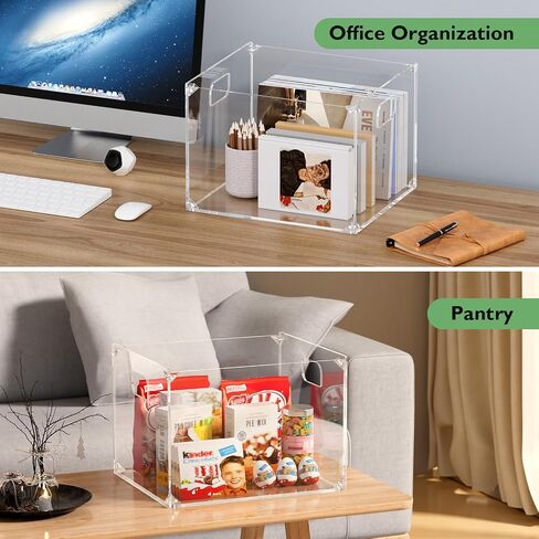 MaxGear Hanging File Organizer Box, Acrylic File Folder Organizer with Handles, Clear File Box Organizer for Letter Size/A4 Folder Holder, Acrylic Desktop File Box for Home Work Office in Saudi Arabia
