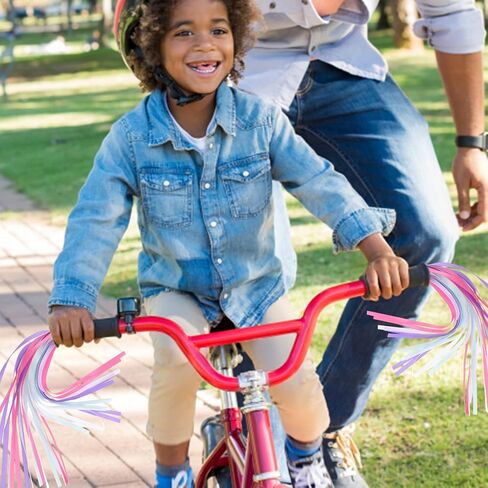BESPORTBLE Kids Bicycle Tassel Handlebar Streamers Bicycle Grips Ribbon for Boys Girls (Pink and Purple) in Saudi Arabia