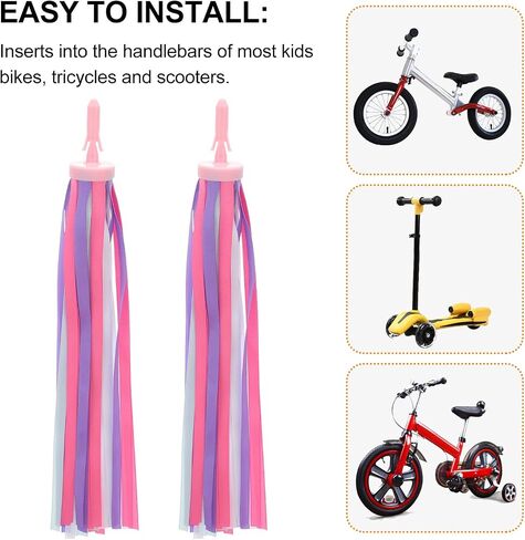 BESPORTBLE Kids Bicycle Tassel Handlebar Streamers Bicycle Grips Ribbon for Boys Girls (Pink and Purple) in Saudi Arabia