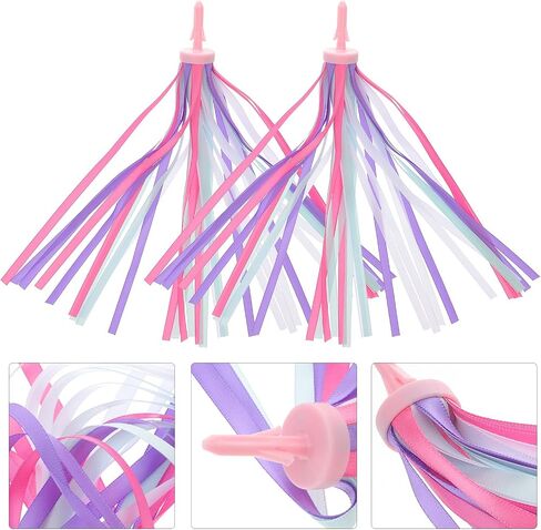 BESPORTBLE Kids Bicycle Tassel Handlebar Streamers Bicycle Grips Ribbon for Boys Girls (Pink and Purple) in Saudi Arabia