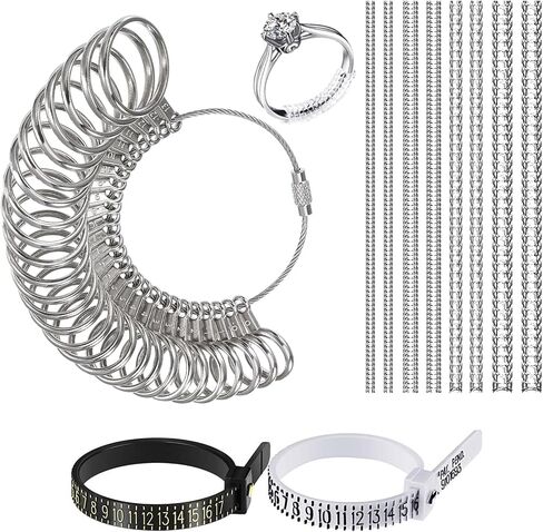 37PCS Ring Sizer Measuring Tool Set,Stainless Steel Ring Gauges Finger Sizer Measuring Tool, Ring Sizer Adjuster for Loose Rings in Saudi Arabia