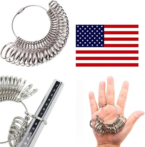 37PCS Ring Sizer Measuring Tool Set,Stainless Steel Ring Gauges Finger Sizer Measuring Tool, Ring Sizer Adjuster for Loose Rings in Saudi Arabia
