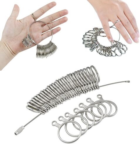 37PCS Ring Sizer Measuring Tool Set,Stainless Steel Ring Gauges Finger Sizer Measuring Tool, Ring Sizer Adjuster for Loose Rings in Saudi Arabia