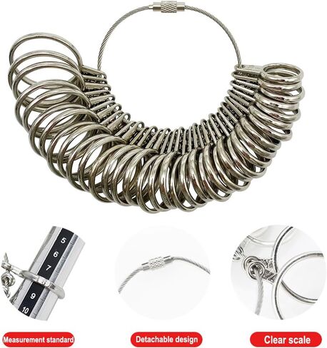 37PCS Ring Sizer Measuring Tool Set,Stainless Steel Ring Gauges Finger Sizer Measuring Tool, Ring Sizer Adjuster for Loose Rings in Saudi Arabia