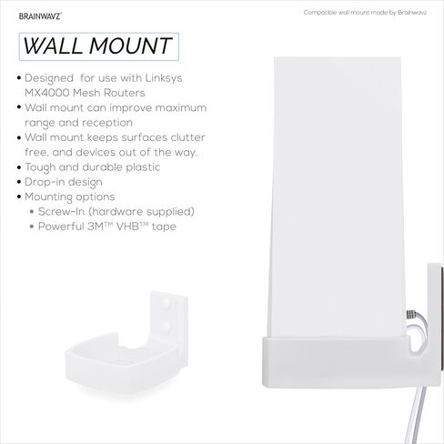 Wall Mount for Linksys MX4200 Mesh WiFi 6 (AX4200) Router, Easy to Install Holder Bracket, Reduce Interference & Clutter, Adhesive & Screw-in Mounting in Saudi Arabia