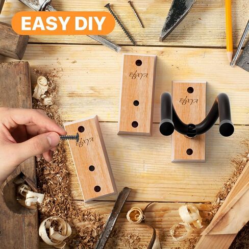 ebxya الغيتار جدار جبل 3 حزمة، الغيتار جدار الشماعات حامل الغيتار الخشب الصلب على شكل حرف u الغيتار هوك، قابل للتعديل الغيتار الكهربائي جدار جبل الغيتار الصوتية جدار المعلق لباس بانجو مندولين in Kuwait