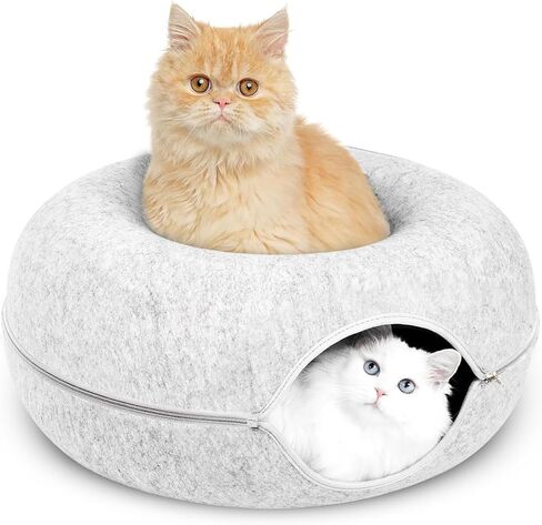 Pawsome Pursuit Cat Tunnels - Peekaboo Cat Cave Donut, Scratch-Resistant Bed Cave for Medium to Large Cats, Ideal Cat Tunnel Bed for Indoor Cats up to 30 lbs in Saudi Arabia